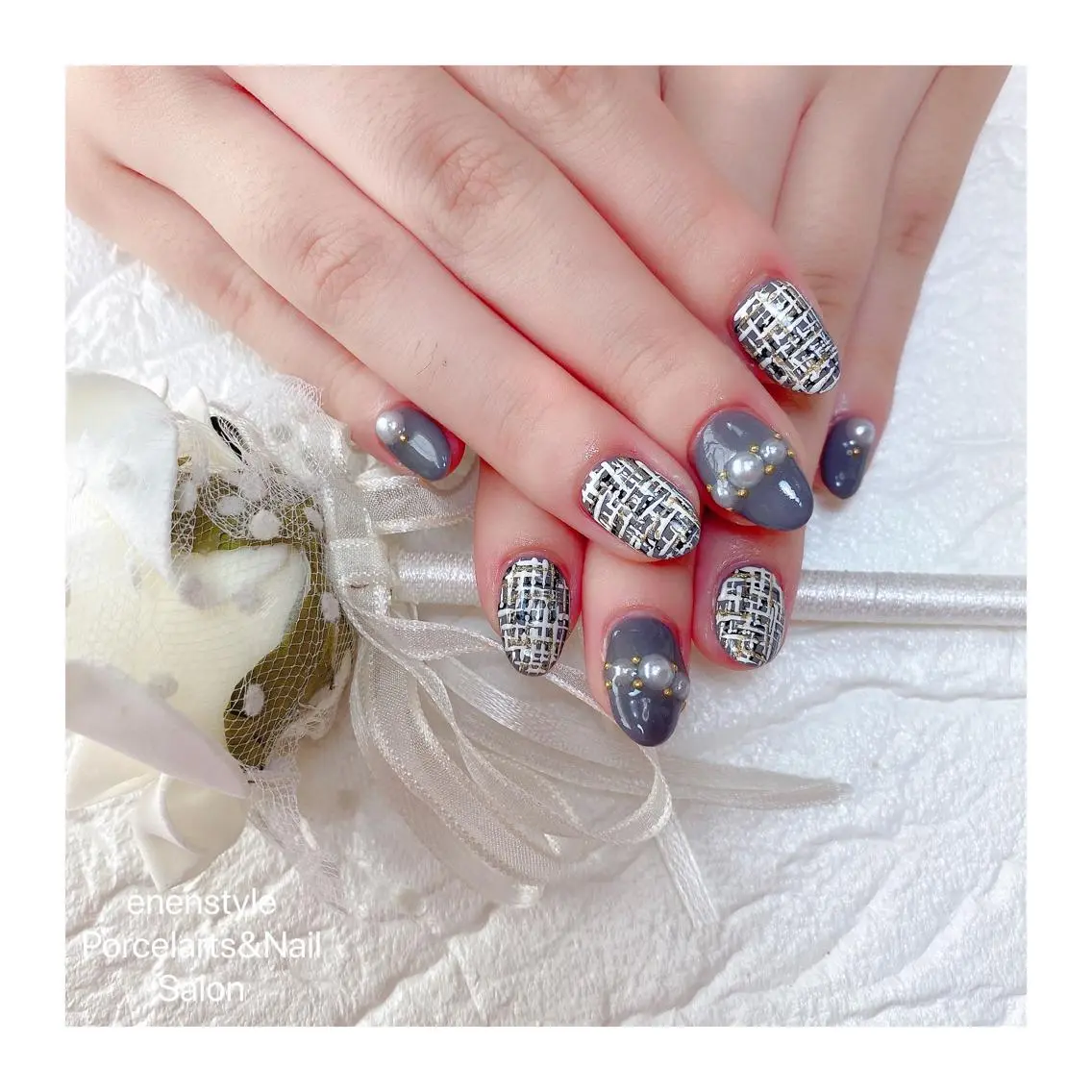 ミディアム ネイル ハンドネイル 🐾enen style 🐾のネイルデザイン