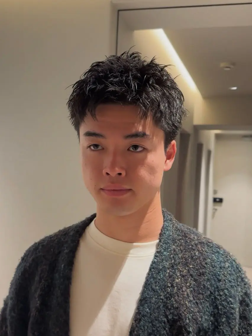 ショート パーマ メンズ くせ毛 カット パーマ ラフショート メンズパーマ 丸山のヘアスタイル