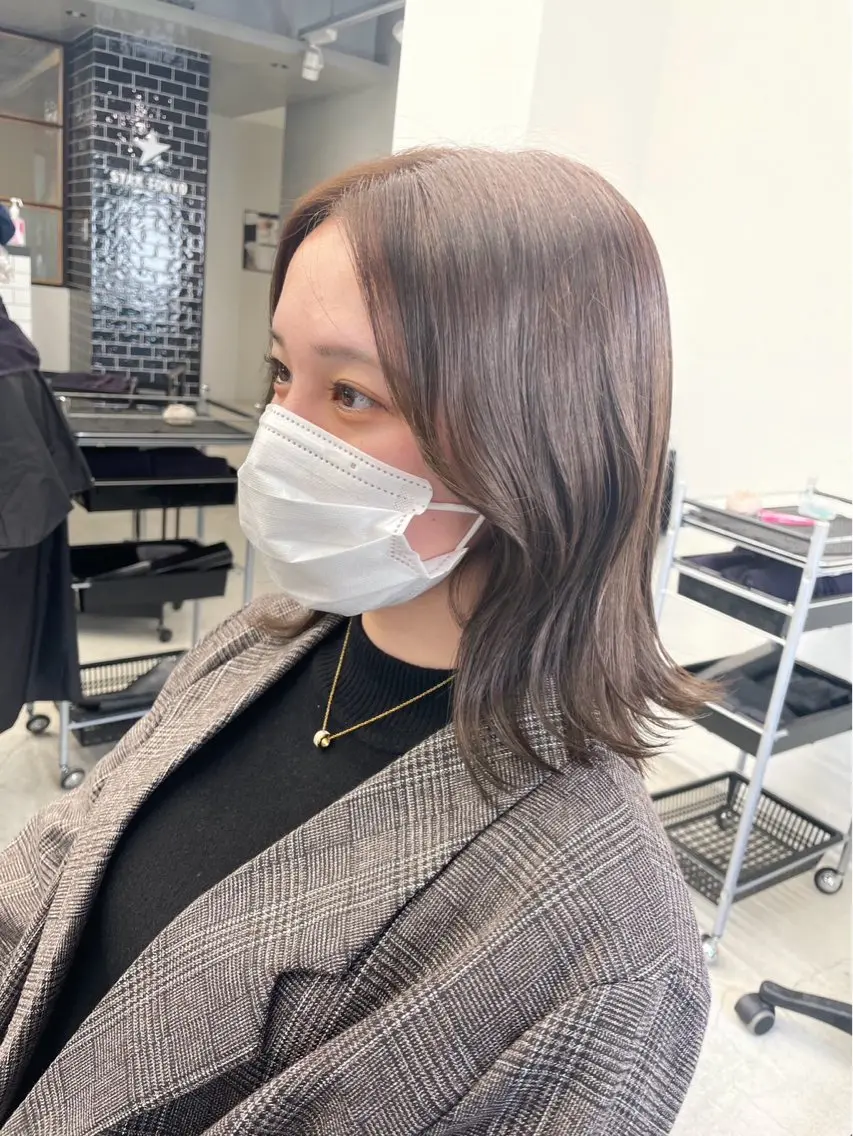 ミディアム カラー カット ヘアカラー 髪質改善/透明感カラ ー/縮毛/ meiのヘアスタイル