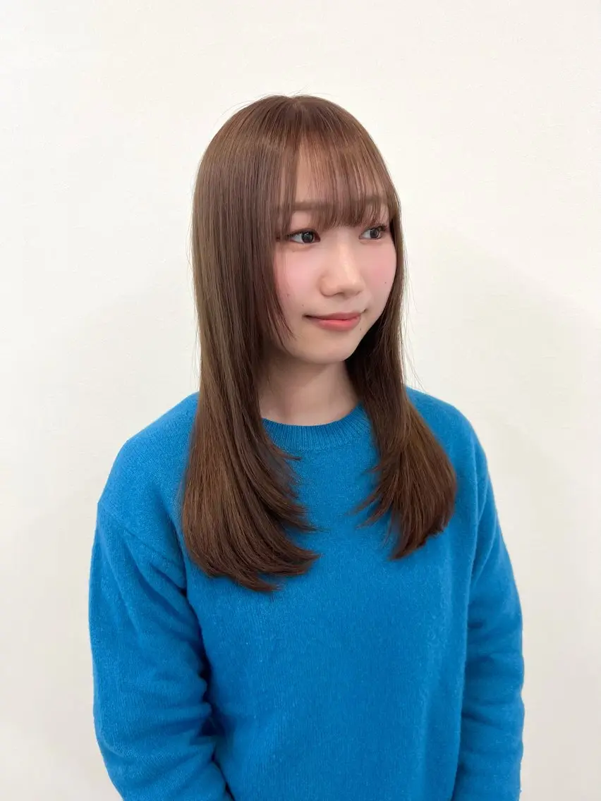 セミロング カラー ベージュカラー ブラウンカラー ブラウンベージュ ヘアカラー トリートメント ブリーチカラー🦋‪ 田中さくらのヘアスタイル