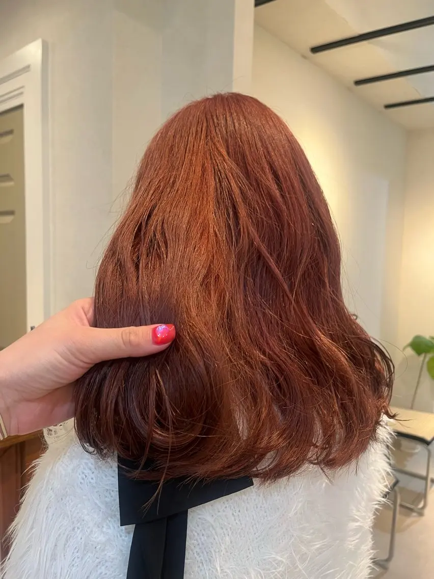 セミロング オレンジブラウン ヘアカラー トリートメント keshiki🦋 Nanaのヘアスタイル