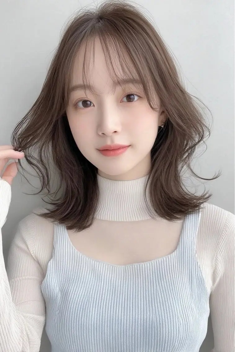 ミディアム カラー ヘアカラー 🍒モテ暖色カラー × うる艶✧ ゆなのヘアスタイル