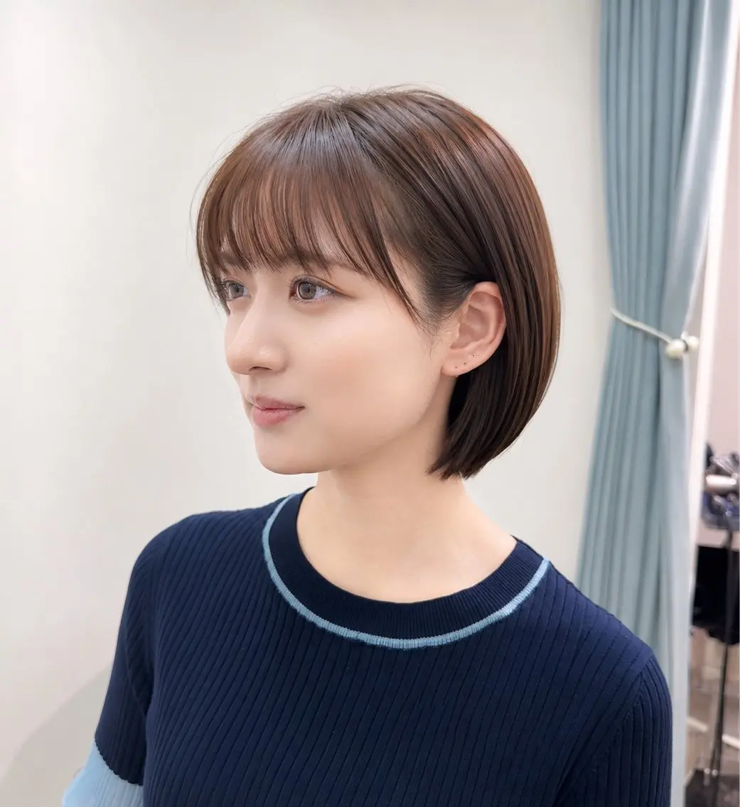 ショート カラー ショートボブ ブラウンカラー ボブ ショートヘア カット ヘアカラー トリートメント 広島本通り/立町/ ボブ/レイヤー/石井のヘアスタイル