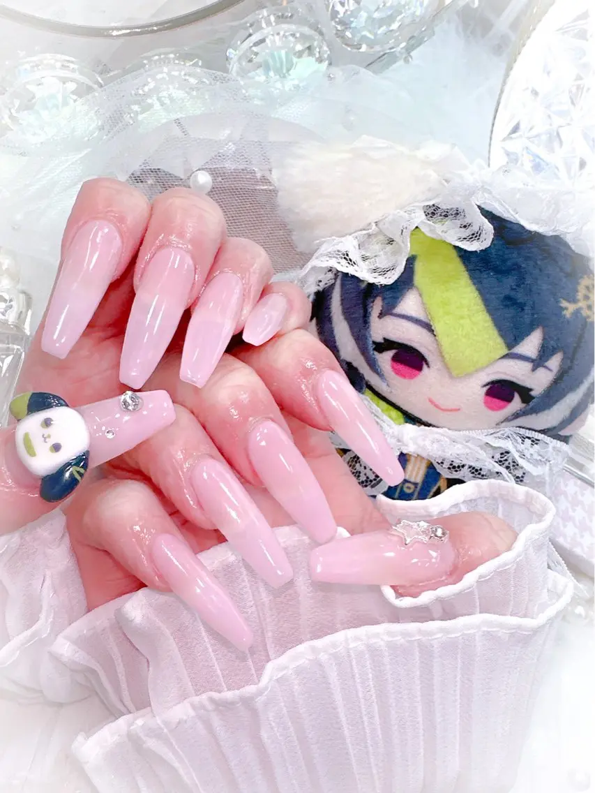 ネイル アートネイル ジェルネイル グリーン 韓国ネイル パラジェル ワンホン、かわいい系 🎀ななみのネイルデザイン