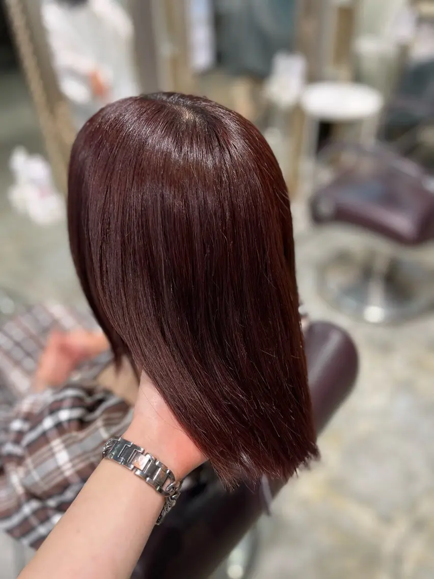 ミディアム カラー ヘアカラー トリートメント フェザーパーマ🌙 毛流れ yuzukiのヘアスタイル