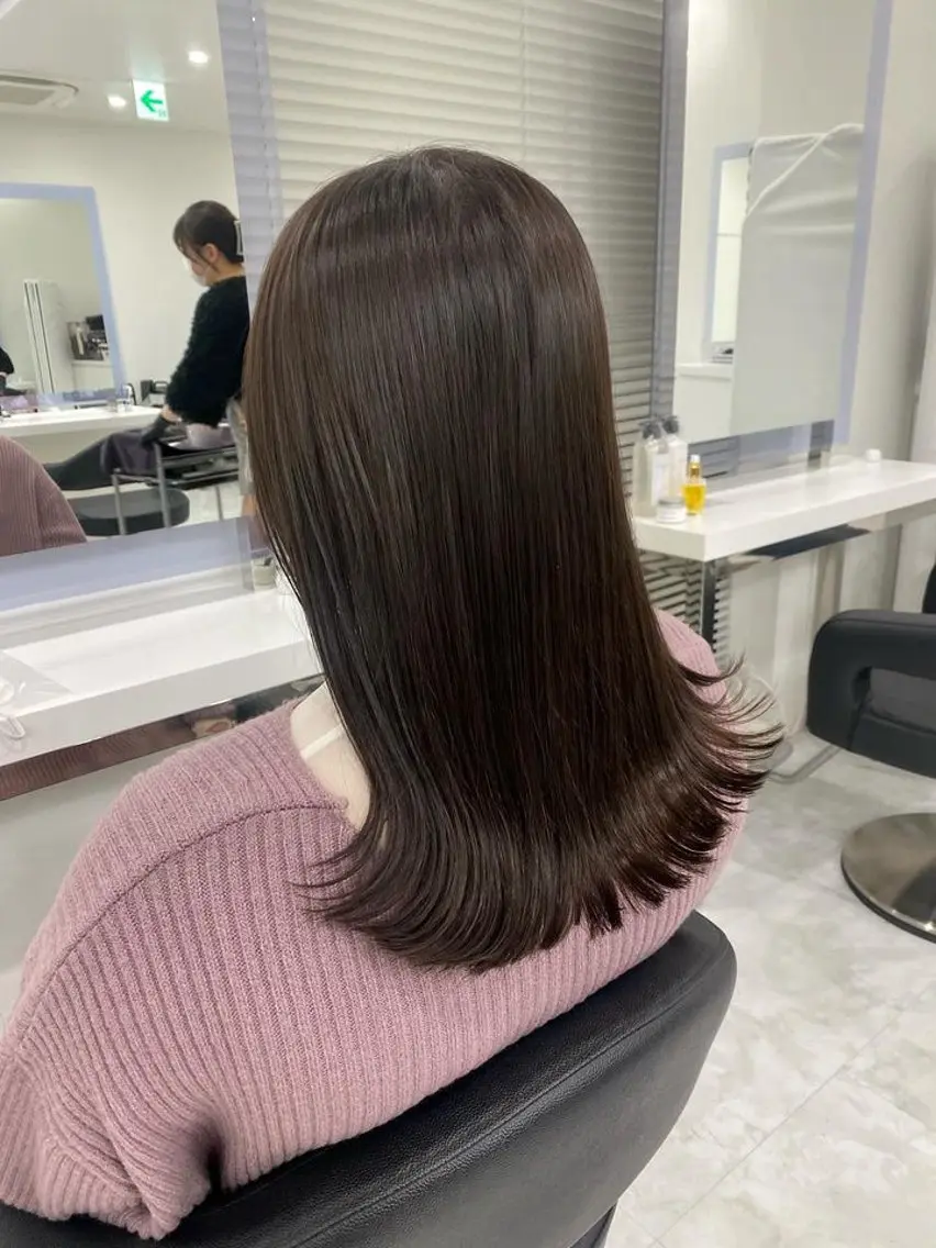 セミロング カラー ヘアアレンジ ブラウンカラー マロンブラウン 髪質改善 トリートメント 💓色落ちまで綺麗な 垢抜けカラー💓のヘアスタイル