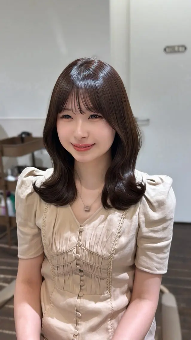 ミディアム カラー カット ヘアカラー トリートメント 顔周り/透明感/銀座 🩵rinoのヘアスタイル