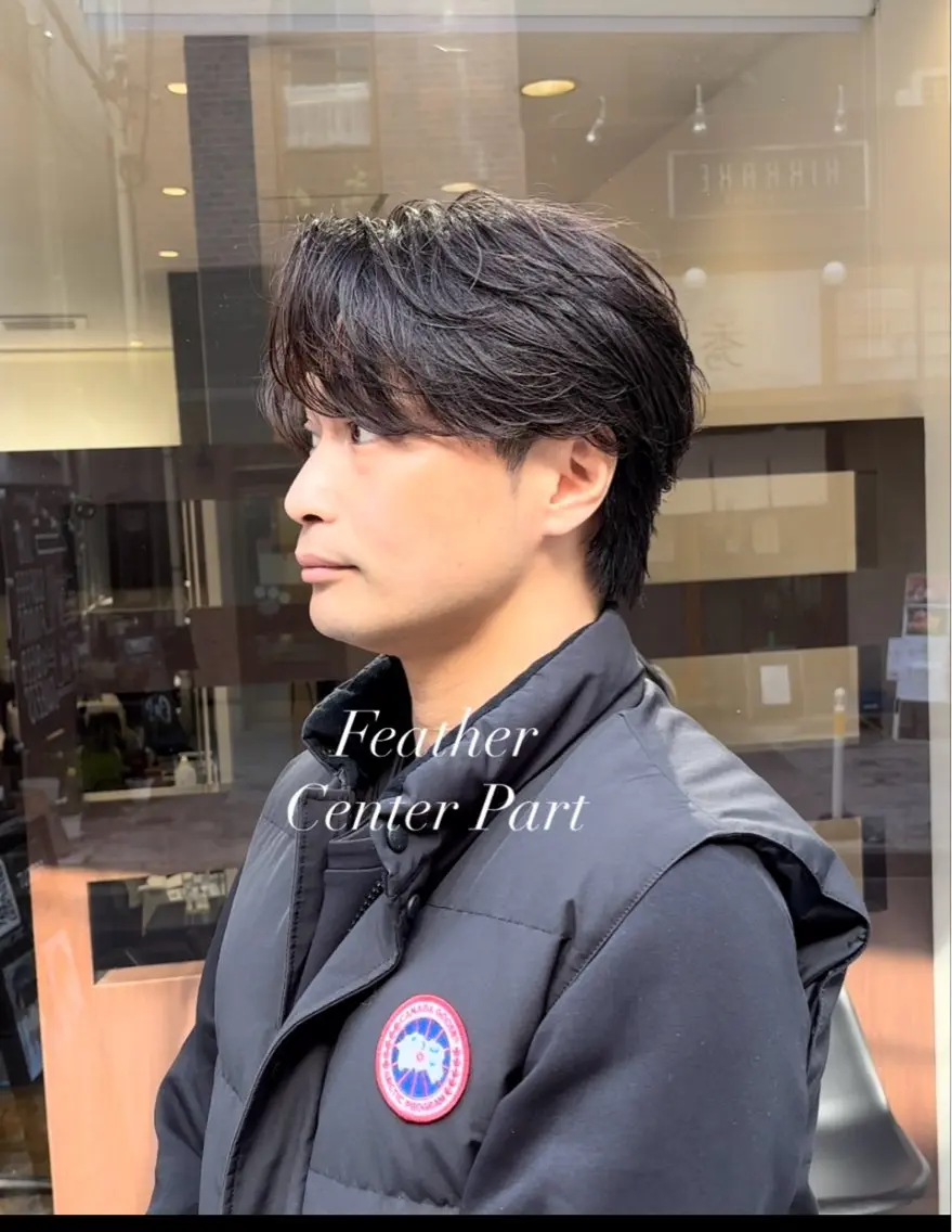 ショート メンズ センターパート 行方 晴貴のヘアスタイル