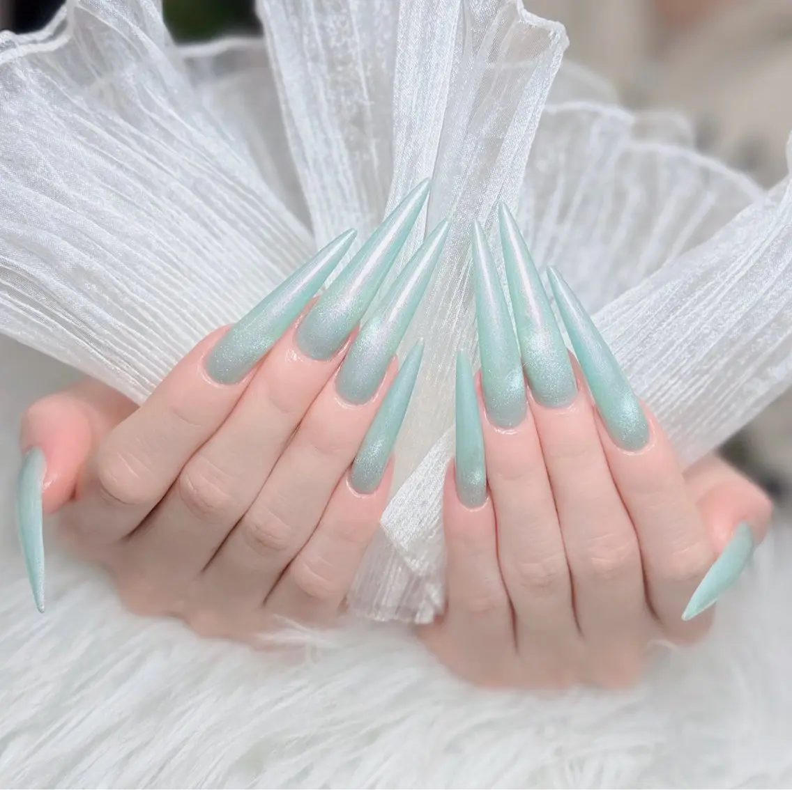ネイル チークネイル 長さ出し フラッシュネイル フレンチネイル グラデーション ハンドネイル Lenie Nail Salonのネイルデザイン