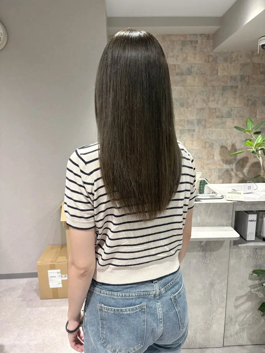 ロング カラー ブリーチ 透明感カラー ダブルカラー グレージュ ミント カット ヘアカラー トリートメント ボブ/ハイトーン 福生Radix 下田のヘアスタイル
