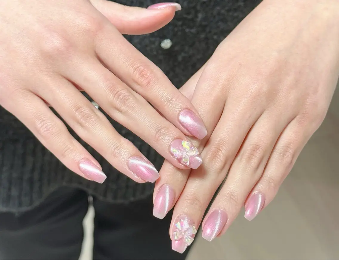 ネイル アートネイル オーロラネイル チークネイル フレンチネイル ガラスフレンチ ハンドネイル 🎀🎀YooLi Nail Salonのネイルデザイン