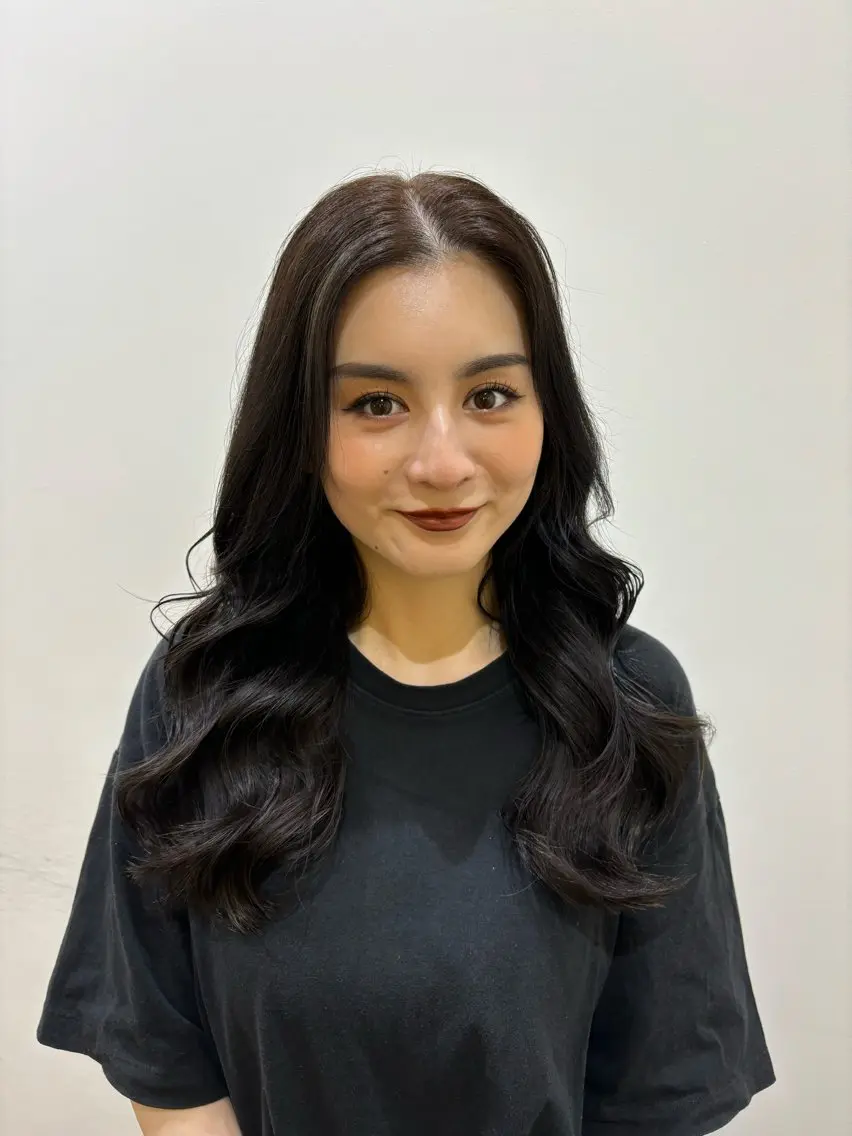 ロング カラー パーマ デジタルパーマ 韓国ヘア sasugaのヘアスタイル