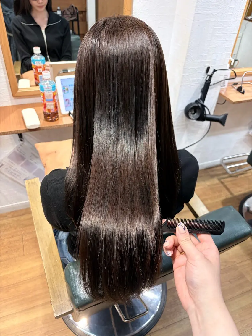 ロング 縮毛矯正 縮毛矯正 レイヤー透明感カラー /gima🌱のヘアスタイル