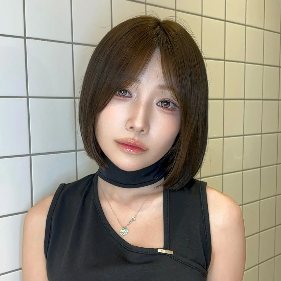ミディアム カラー ヘアアレンジ ベージュカラー 透明感カラー ボブ 韓国風ヘア ワンホンヘア カット ヘアカラー トリートメント 韓国ヘア/ロー レイヤー/Rumiのヘアスタイル