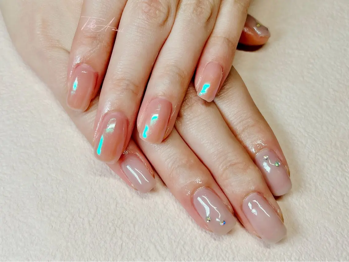 ネイル ジェルネイル 氷ネイル・うるうるネイル ニュアンスネイル ワンカラーネイル スカルプネイル T&A nailのネイルデザイン