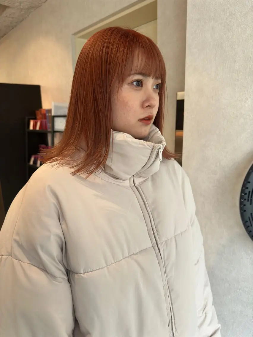 ミディアム カラー ベージュカラー オレンジ オレンジベージュ broocH 清水 駿【デザインカラー】のヘアスタイル