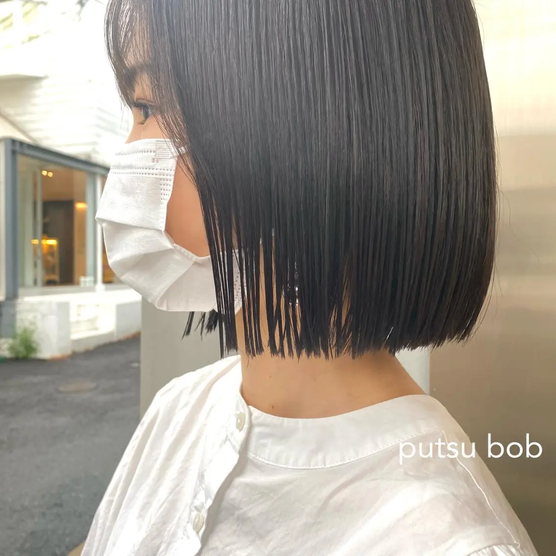 ミディアム 縮毛矯正ボブ&顔まわ レイヤー♡TOMOEのヘアスタイル