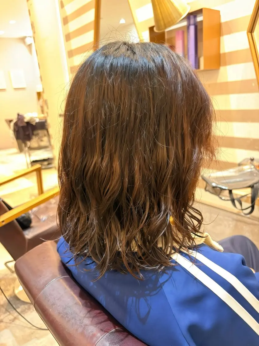 ミディアム パーマ カット パーマ 内山涼香 【縮毛矯正✨】のヘアスタイル