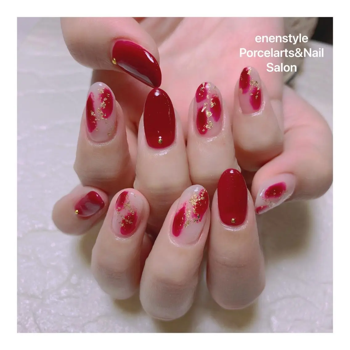 ミディアム ネイル ハンドネイル 🐾enen style 🐾のネイルデザイン