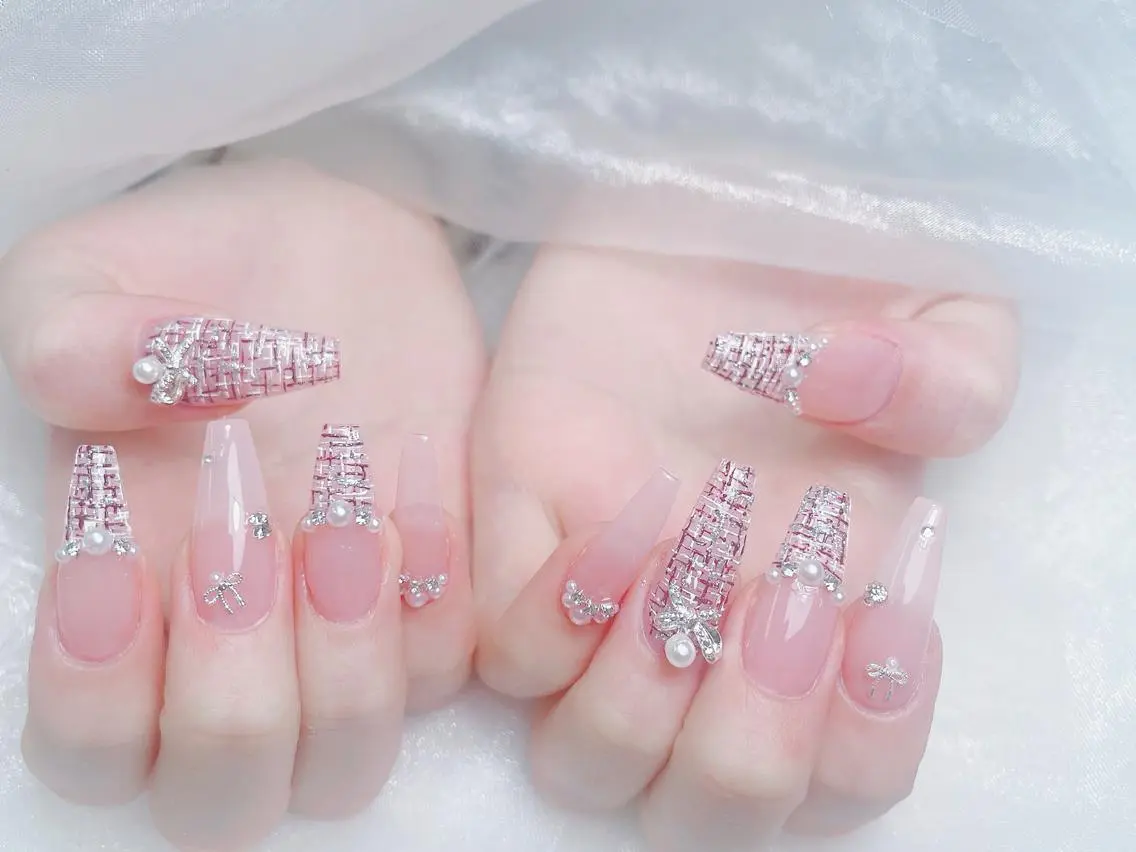 ネイル 成人式 大理石ネイル(マーブル) リボン 夏ネイル ネイルチップ ハンドネイル Mi Na Nail Salonのネイルデザイン