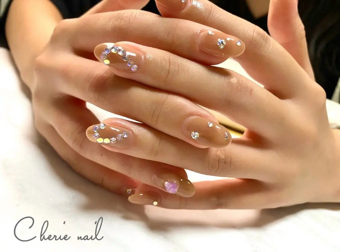 ネイル ジェルネイル キラキラネイル ワンカラーネイル Cherienail yunaのネイルデザイン