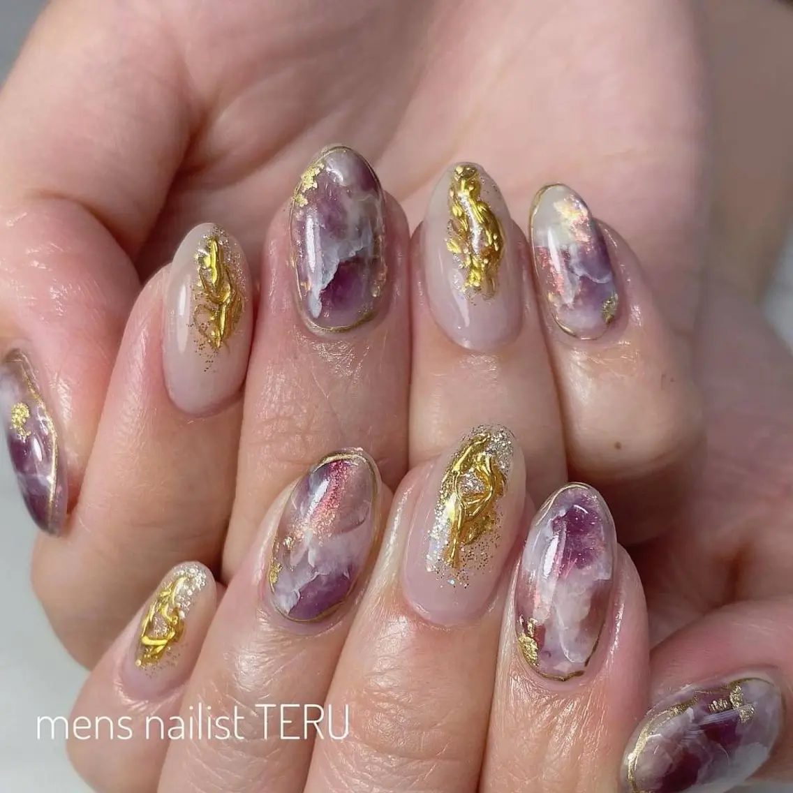 ネイル メンズネイル ニュアンスネイル パープル nailsalon ETERNALのネイルデザイン
