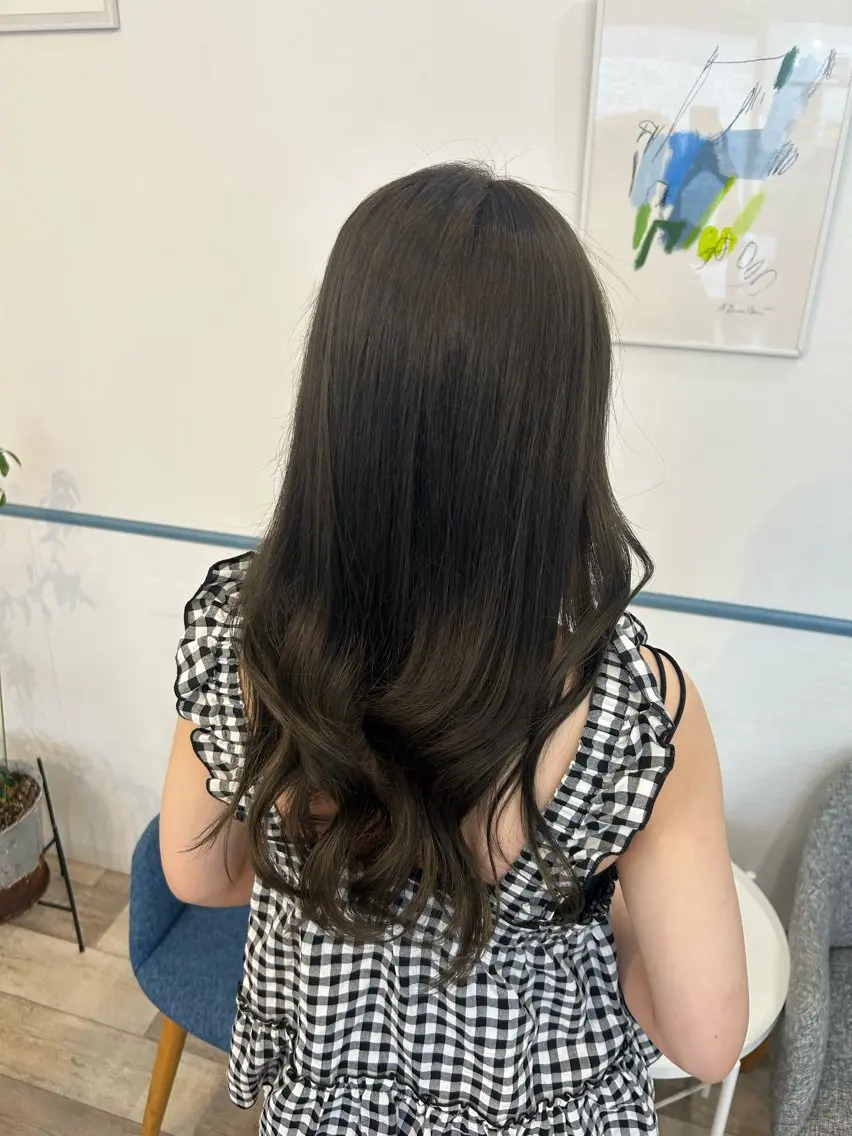 カラー アッシュ 透明感カラー オレンジ カット ヘアカラー 青木 優雅のヘアスタイル