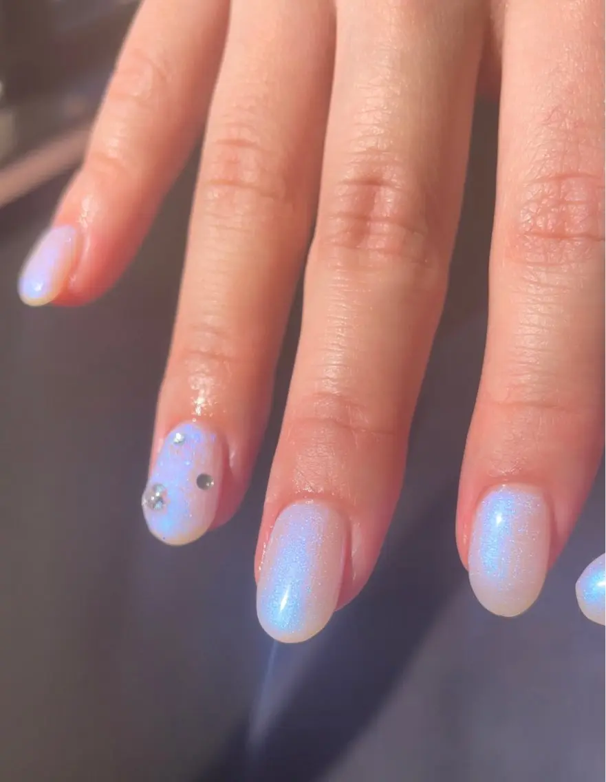ネイル ブルー 氷ネイル・うるうるネイル 韓国ネイル ニュアンスネイル シンプルネイル Ri-e's nailのネイルデザイン