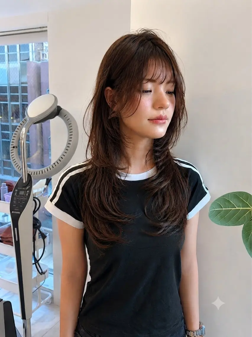 ロング カラー ブラウンカラー 透明感カラー ハッシュカット レイヤーカット カット ヘアカラー 💐レイヤー/透明感 カラー💐智口彩香のヘアスタイル