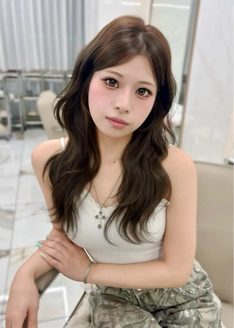 セミロング カラー ブラウンカラー 透明感カラー グレージュ 韓国風ヘア レイヤーカット カット ヘアカラー トリートメント ちい/韓国レイヤー /ベージュ/顔まわりのヘアスタイル