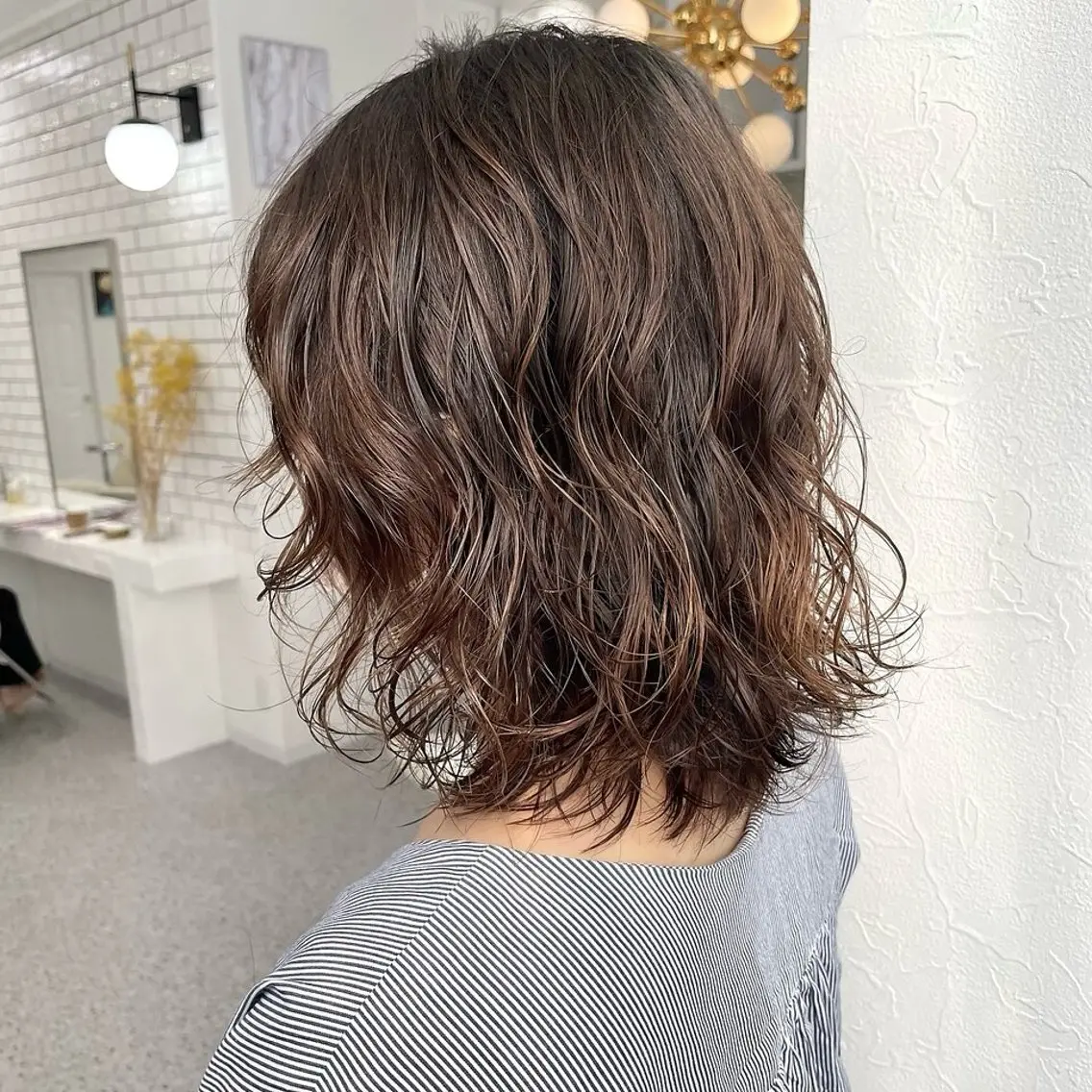 ミディアム カラー パーマ ミディアムパーマ カット ヘアカラー パーマ トリートメント YUKO/ 似合わせ韓国風パーマのヘアスタイル