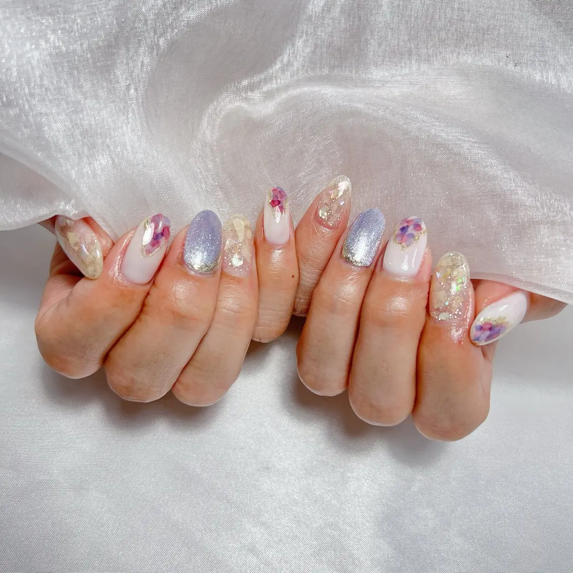 ネイル ジェルネイル 韓国ネイル ラメ(グリッター) マグネットネイル ミラーネイル フットネイル nail salon Rewardのネイルデザイン