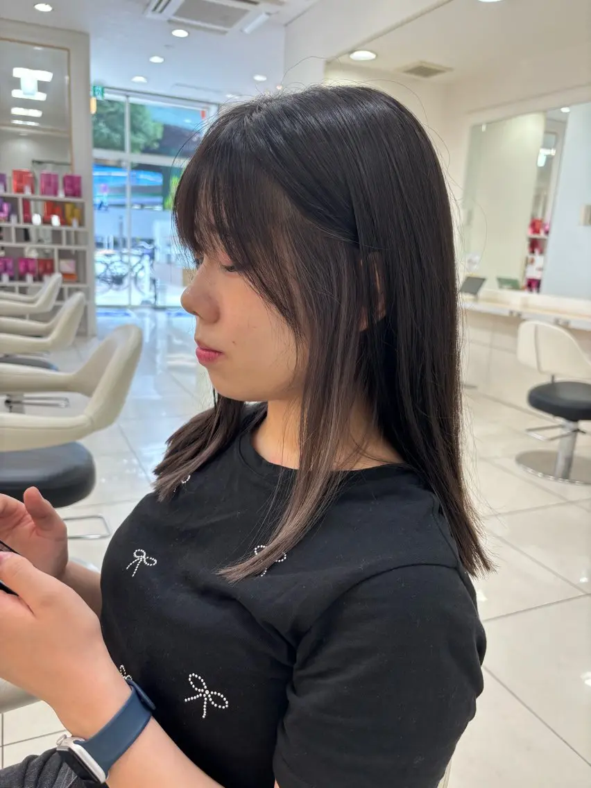 セミロング カラー ヘアアレンジ keany錦糸町 ハセベユウのヘアスタイル