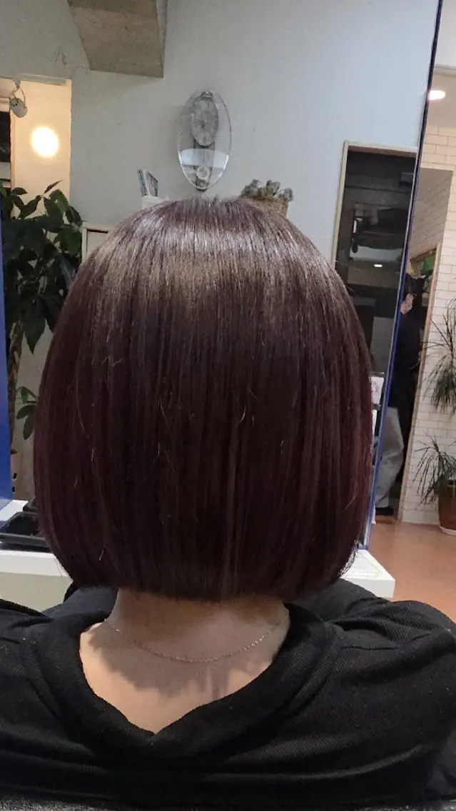 ミディアム ピンクブラウン ヘアカラー トリートメント 武鹿野 光江のヘアスタイル