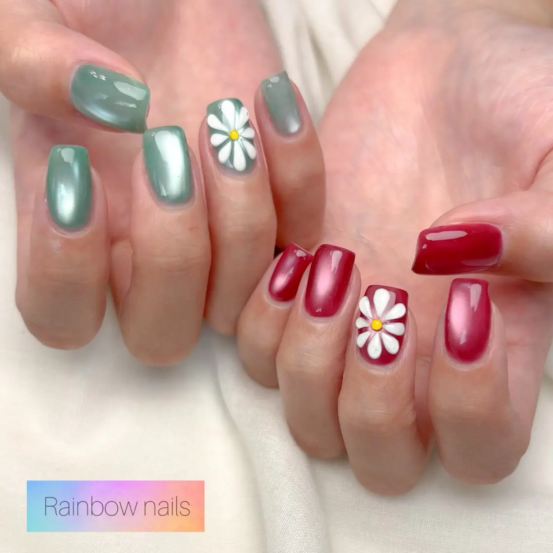 ネイル ハンドネイル Rainbow nailsくろちゃんのネイルデザイン