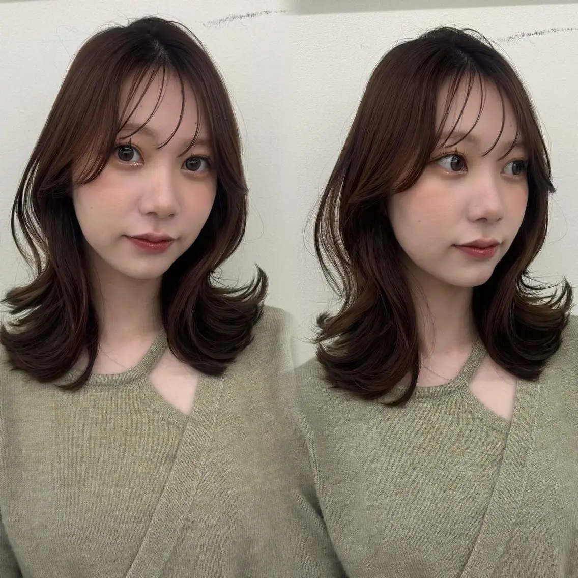 ミディアム カット ヘアカラー レイヤーカット/髪質 改善/momo🎀のヘアスタイル