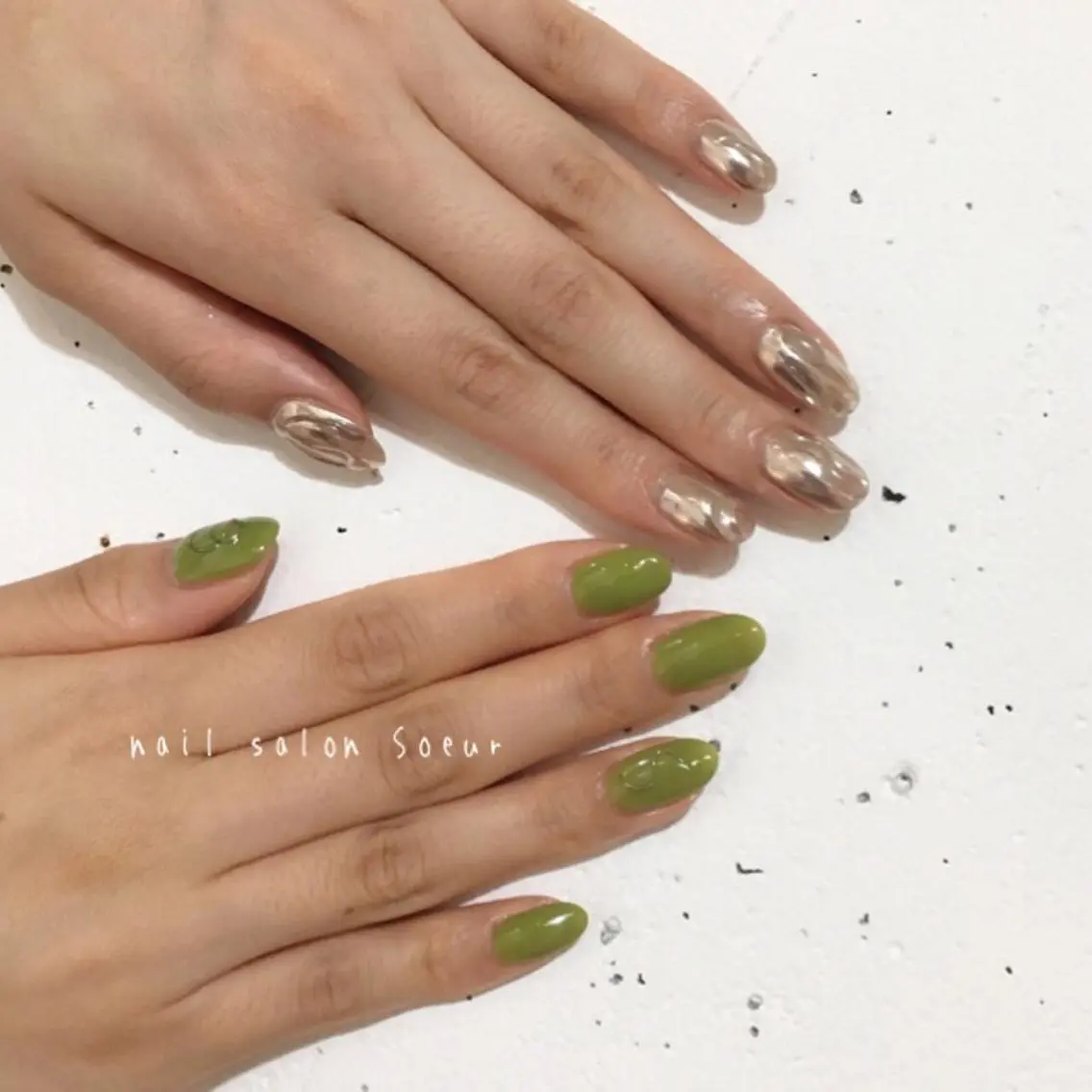 ネイル アートネイル 長さ出し ジェルネイル マットネイル ミラーネイル ハンドネイル nail salon Soeurのネイルデザイン