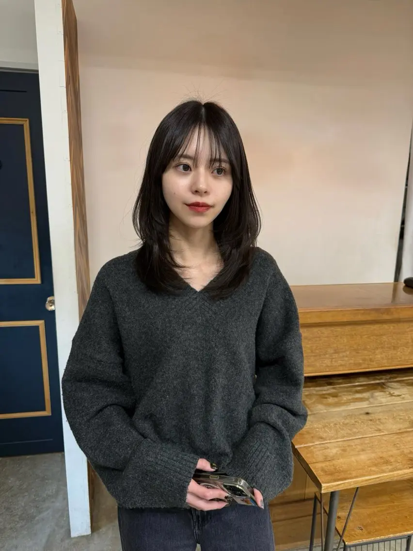 ミディアム カラー カット ヘアカラー トリートメント まろやか透明感カラー ♡MANAのヘアスタイル