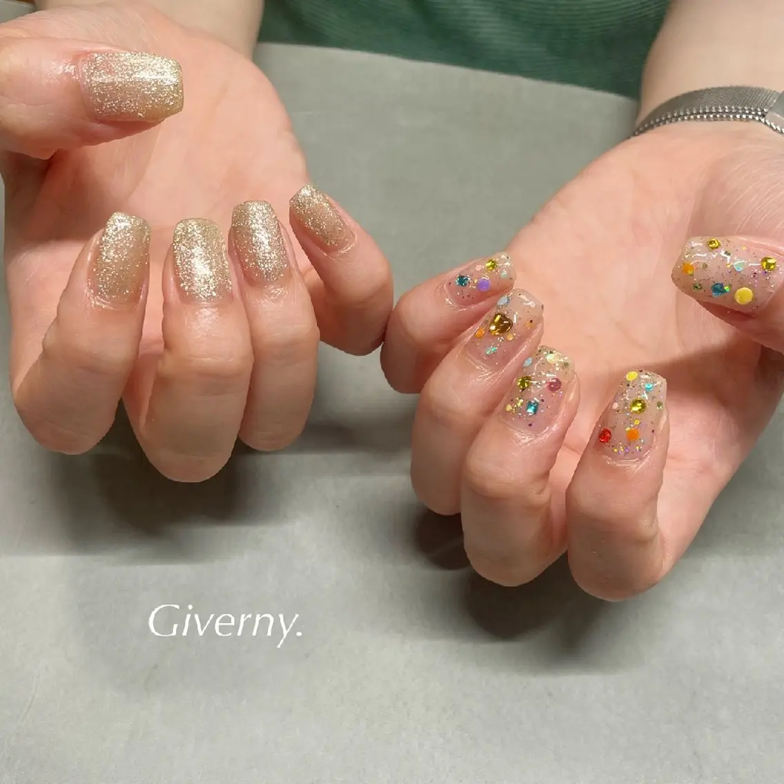 ネイル ラメ(グリッター) 夏ネイル ハンドネイル Giverny .のネイルデザイン
