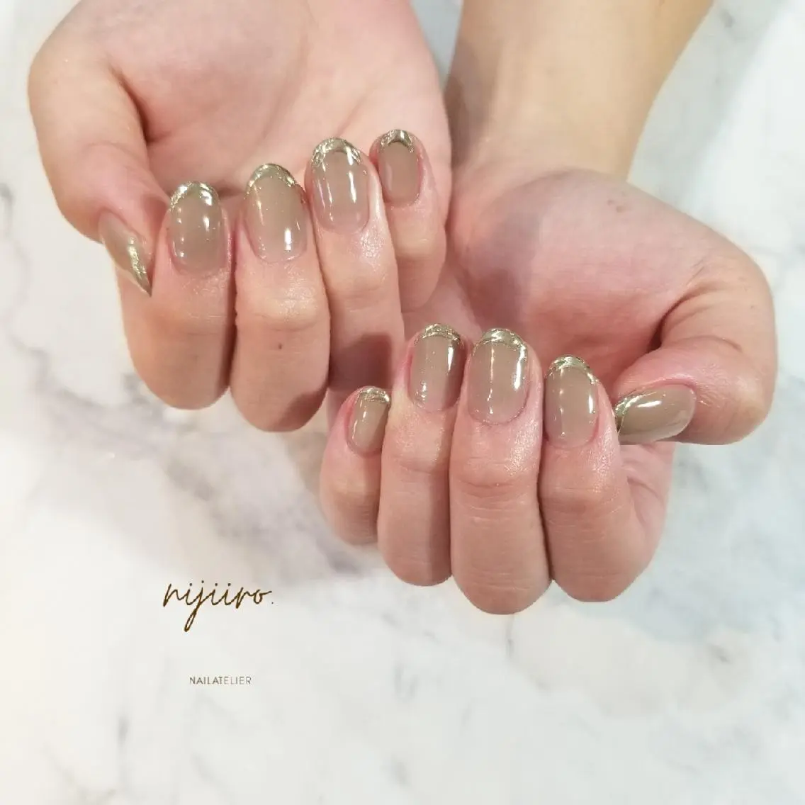 ネイル フレンチネイル ミラーネイル ハンドネイル nijiiro🌈 サトウのネイルデザイン