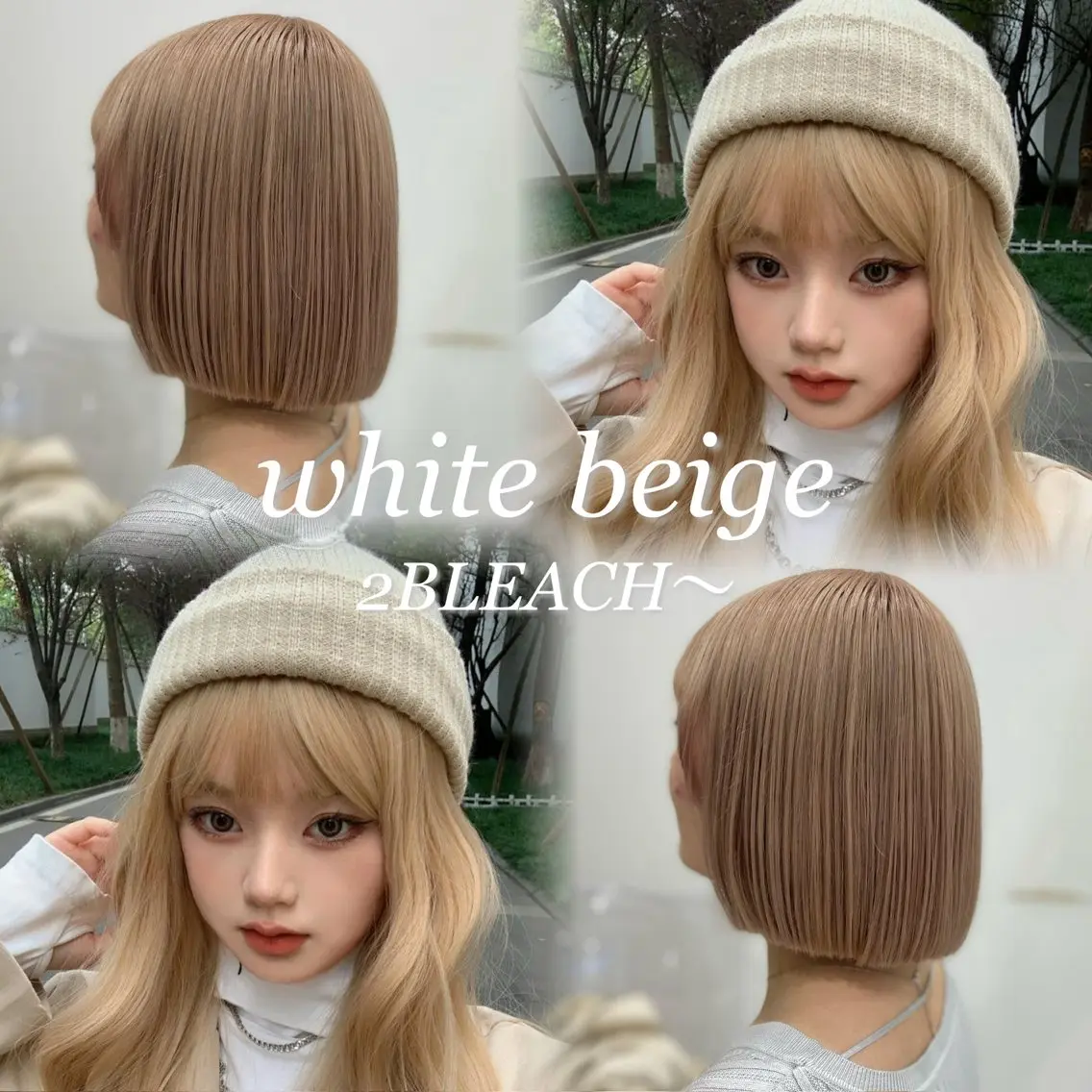 ミディアム カラー ベージュカラー ブリーチ ブロンド グレージュ ハイトーンカラー 色落ち綺麗🩰ハイ トーン🎀RINKAのヘアスタイル