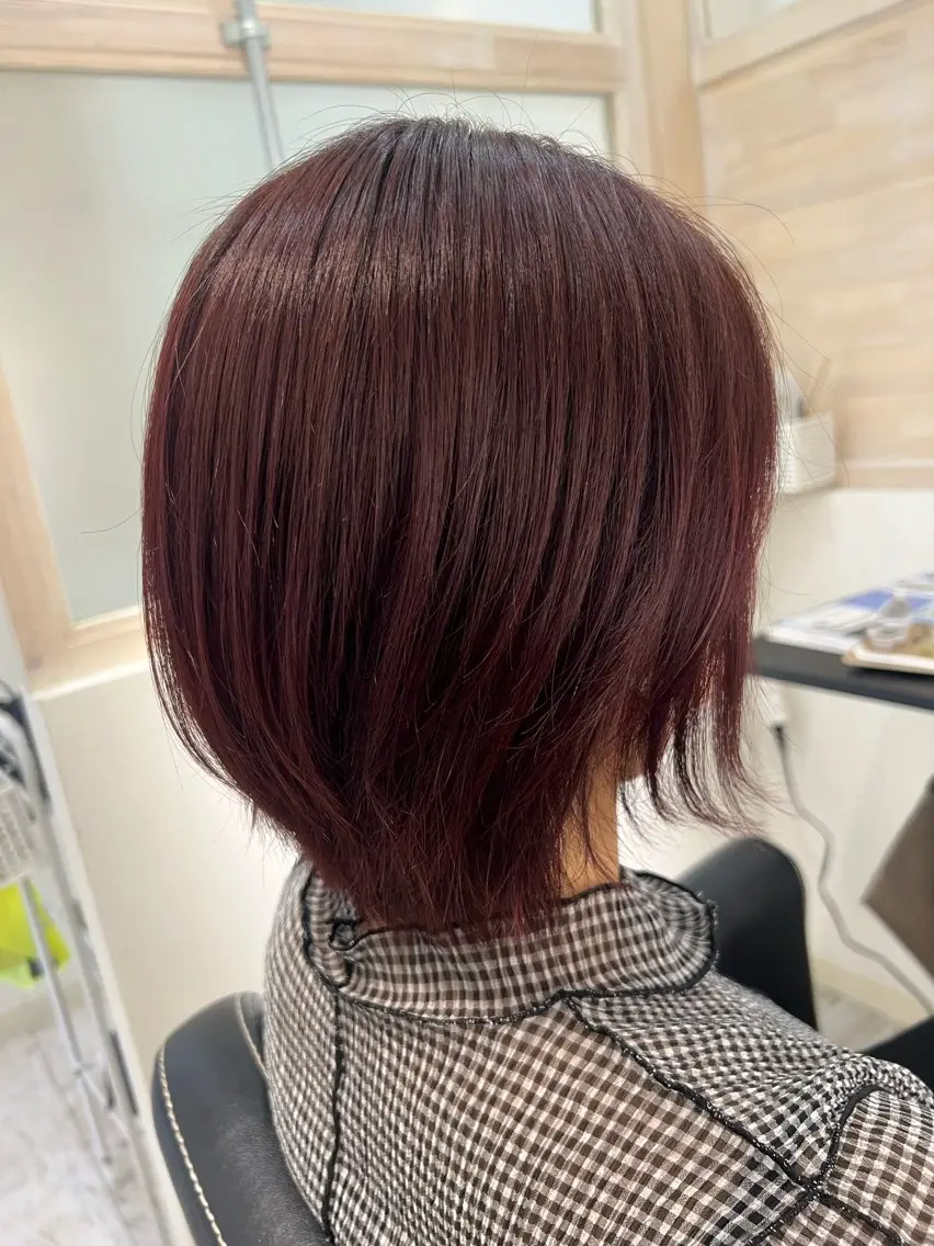 ショート カラー ボルドーカラー カット ヘアカラー トリートメント 🥣🫧艶カラー 🦋アカマ ミユ🦋のヘアスタイル