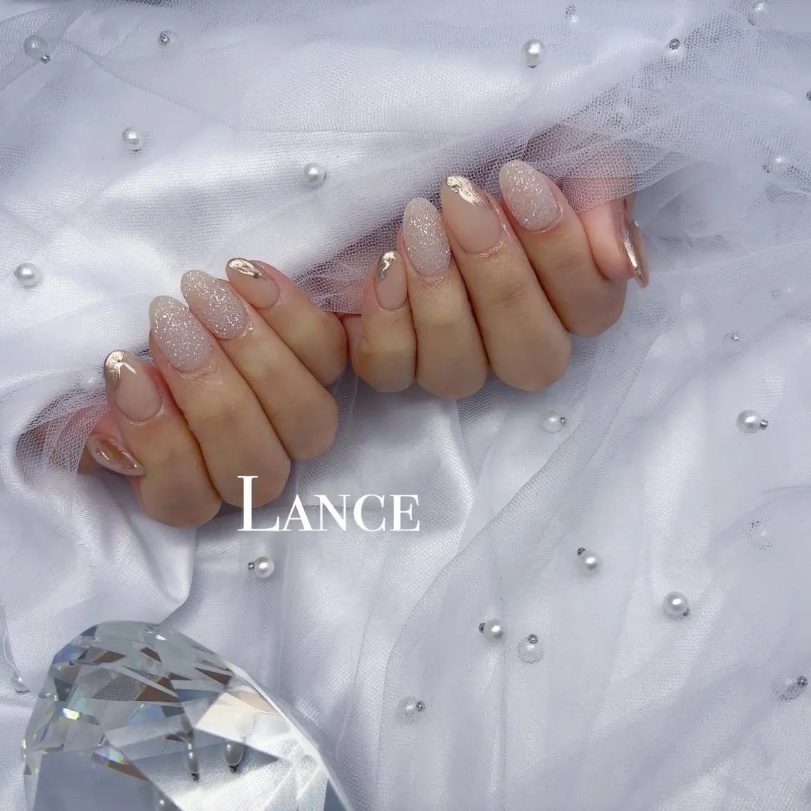 ネイル オーロラネイル フットネイル フレンチネイル ガラスフレンチ 氷ネイル・うるうるネイル ハンドネイル Lance nailのネイルデザイン