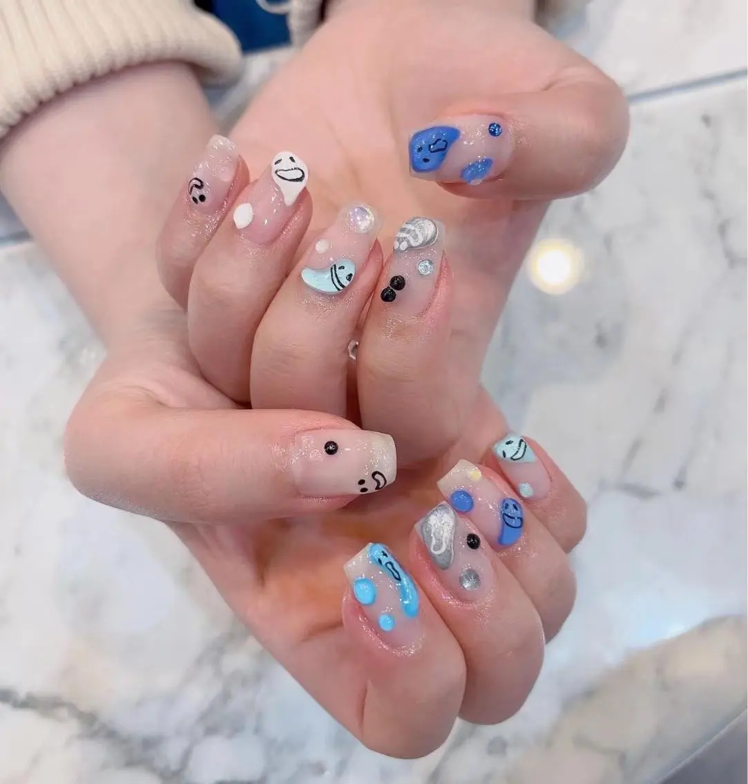 ネイル ブルー クリアネイル Babarla Nailのネイルデザイン