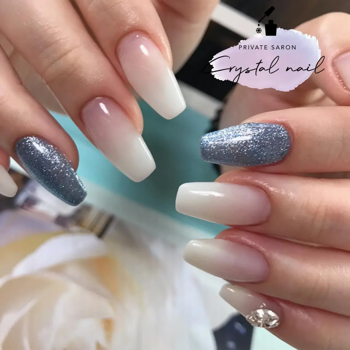 ネイル グラデーション ホワイト ハンドネイル SCENERY NAILのネイルデザイン