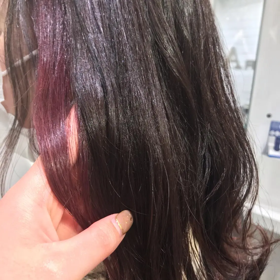 セミロング カラー イヤリングカラー ピンクカラー ヘアカラー トリートメント 【暖色カラー特化】 中山由梨のヘアスタイル