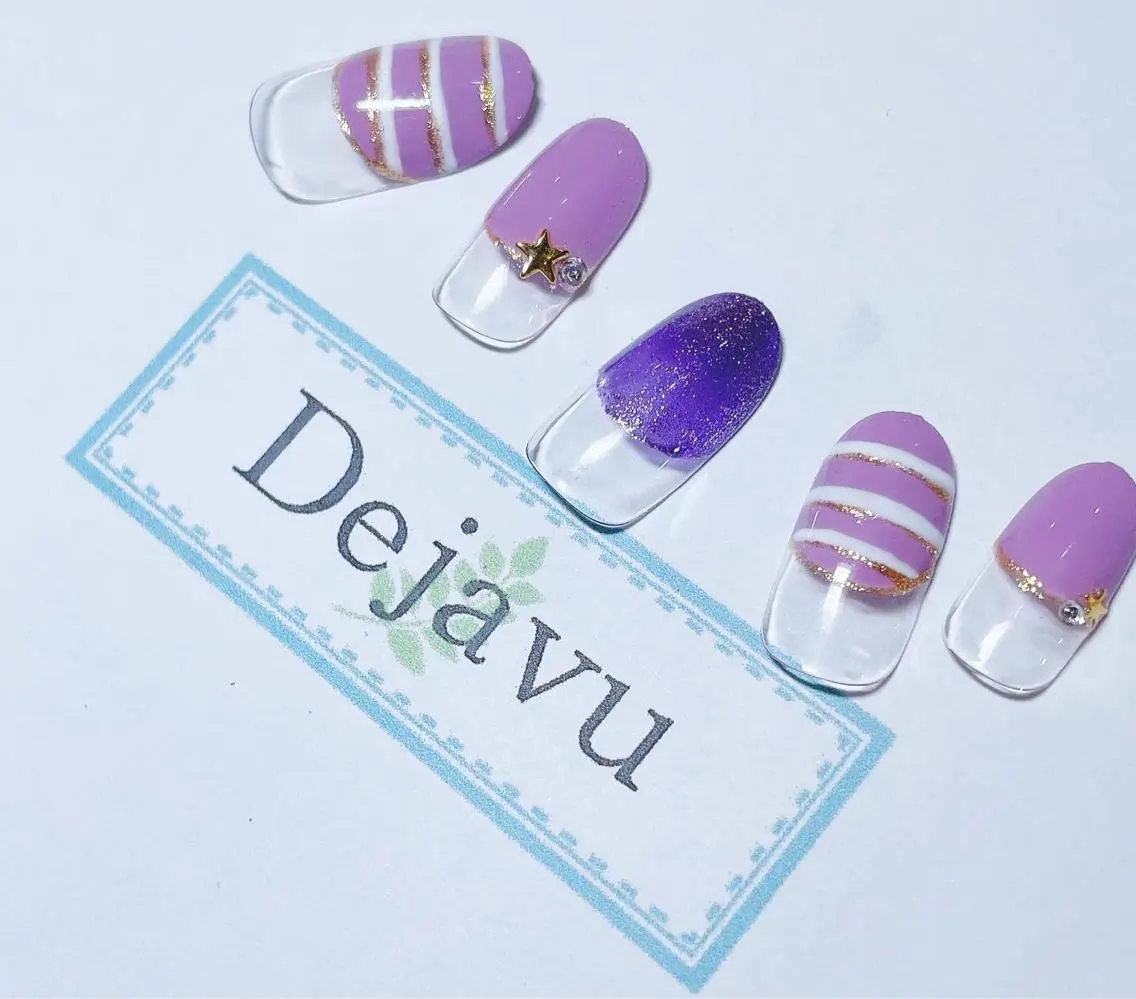 ネイル アートネイル ボーダー フレンチネイル リボン 春ネイル ハンドネイル Nail salon Dejavu 🌿のネイルデザイン