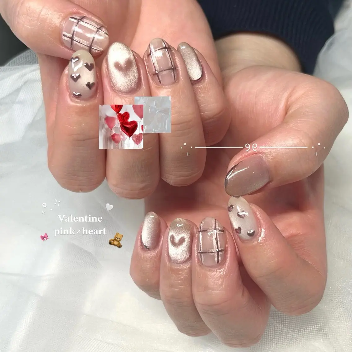 ネイル 長さ出し フラッシュネイル ジェルネイル ハート マグネットネイル 🌷Gemini nami🌷のネイルデザイン