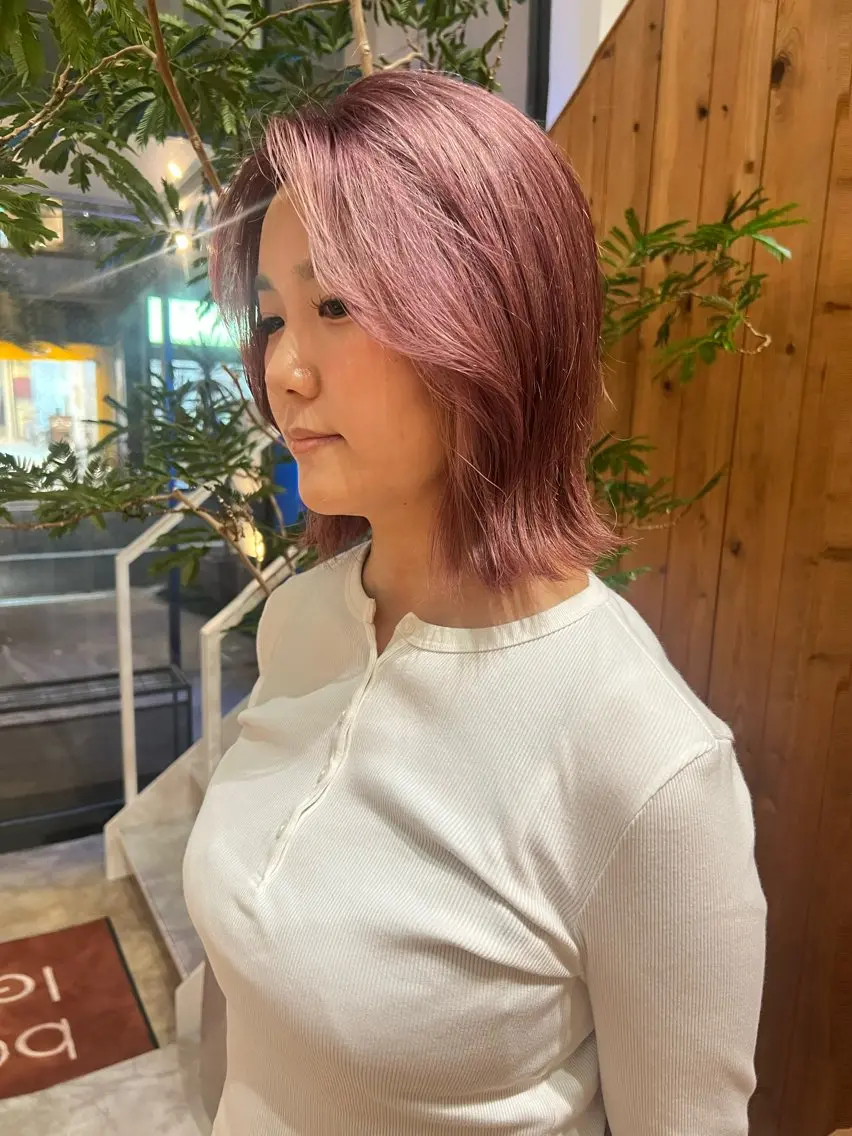 カラー ラベンダーカラー ピンクカラー ピンクラベンダー ヘアカラー 後藤 叶芽のヘアスタイル