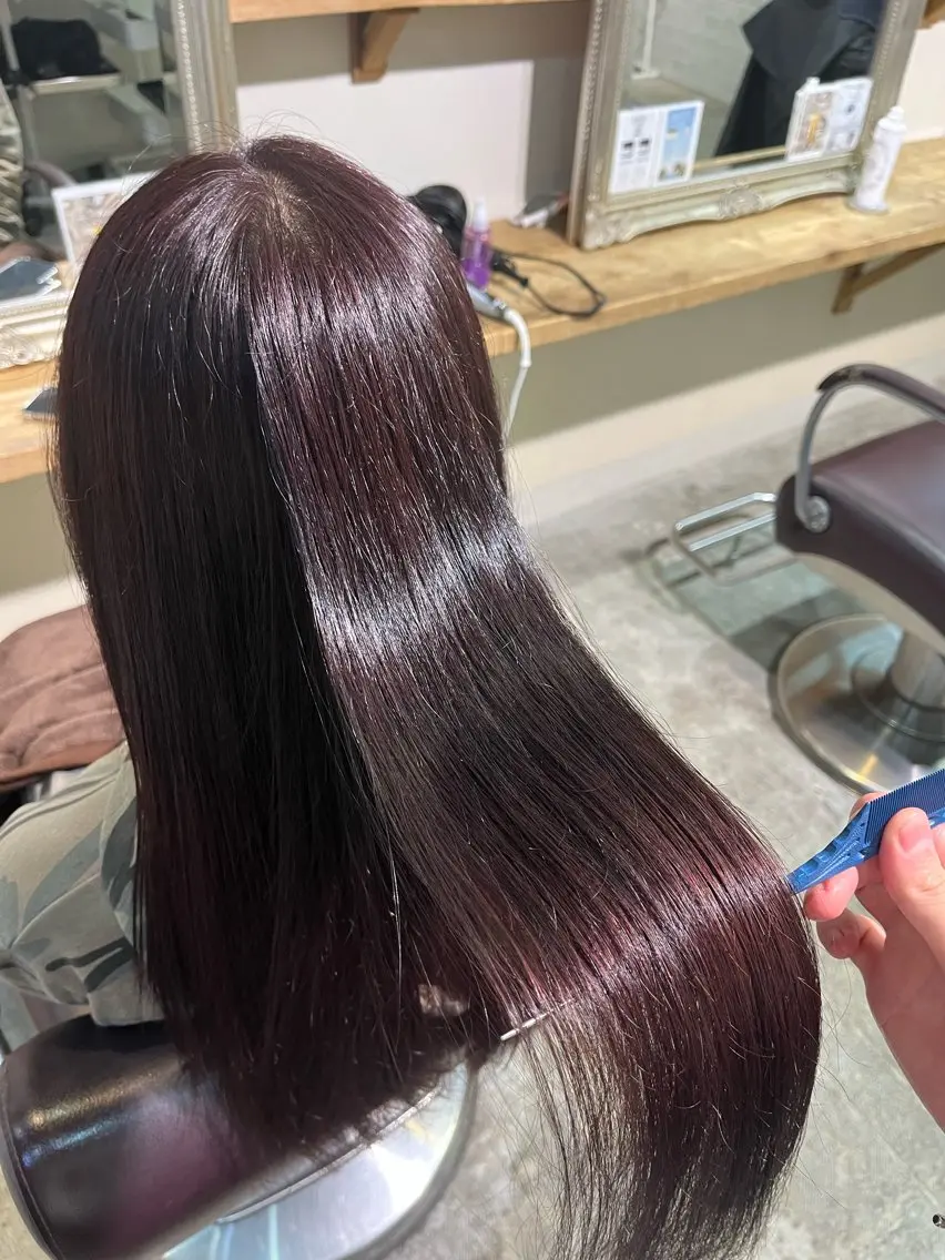 ロング カラー ヘアカラー トリートメント フェザーパーマ🌙 毛流れ yuzukiのヘアスタイル